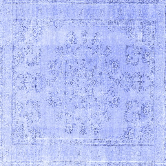 Ahgly Company Machine Washable Indoor Square Persian Blue Traditional Area Rugs, 8' Square