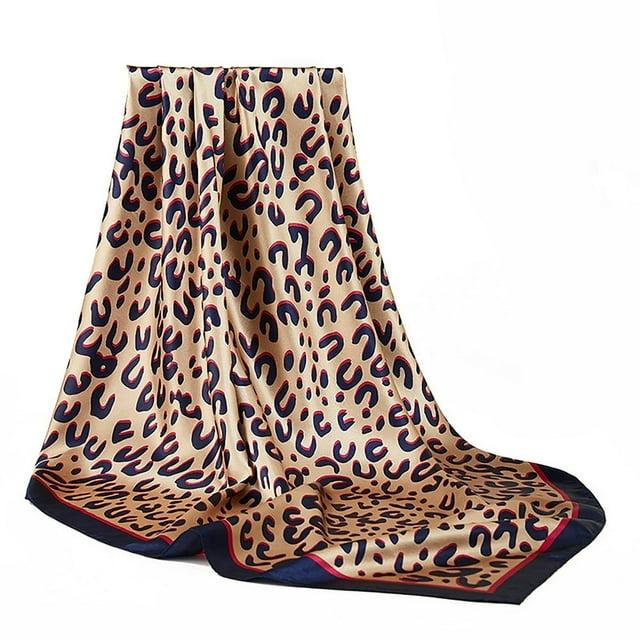 Foulard Femme Carrée Imprimé Léopard Tissu Doux Respirant Soyeux Écran Solaire Quatre Saisons Châle Décontracté Mode