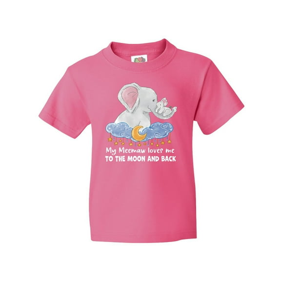 Inktastic My Meemaw Loves me to the Moon and Back Elephant Family Youth T-Shirt