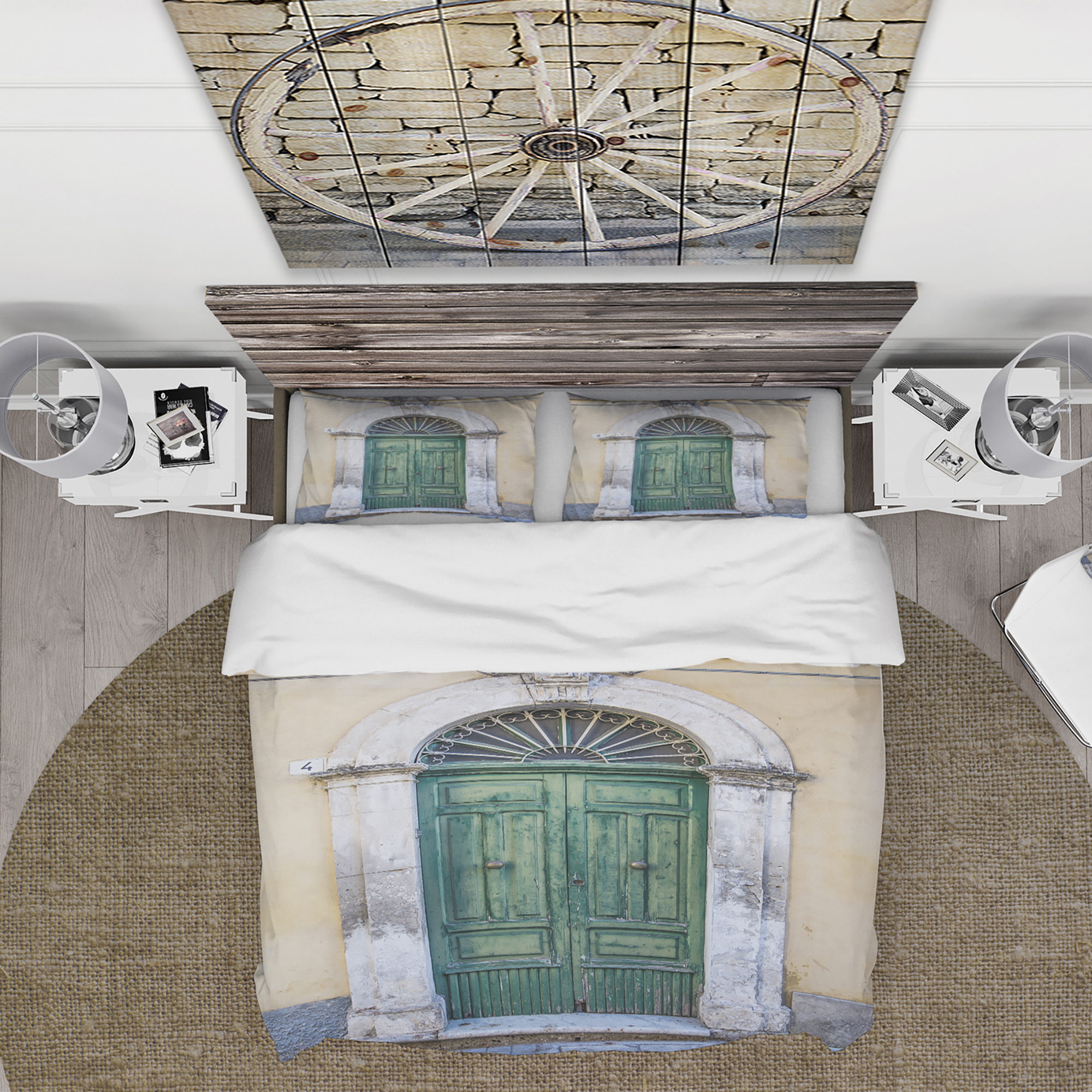Designart 'Green Door in Sicily' Vintage Duvet Cover Set
