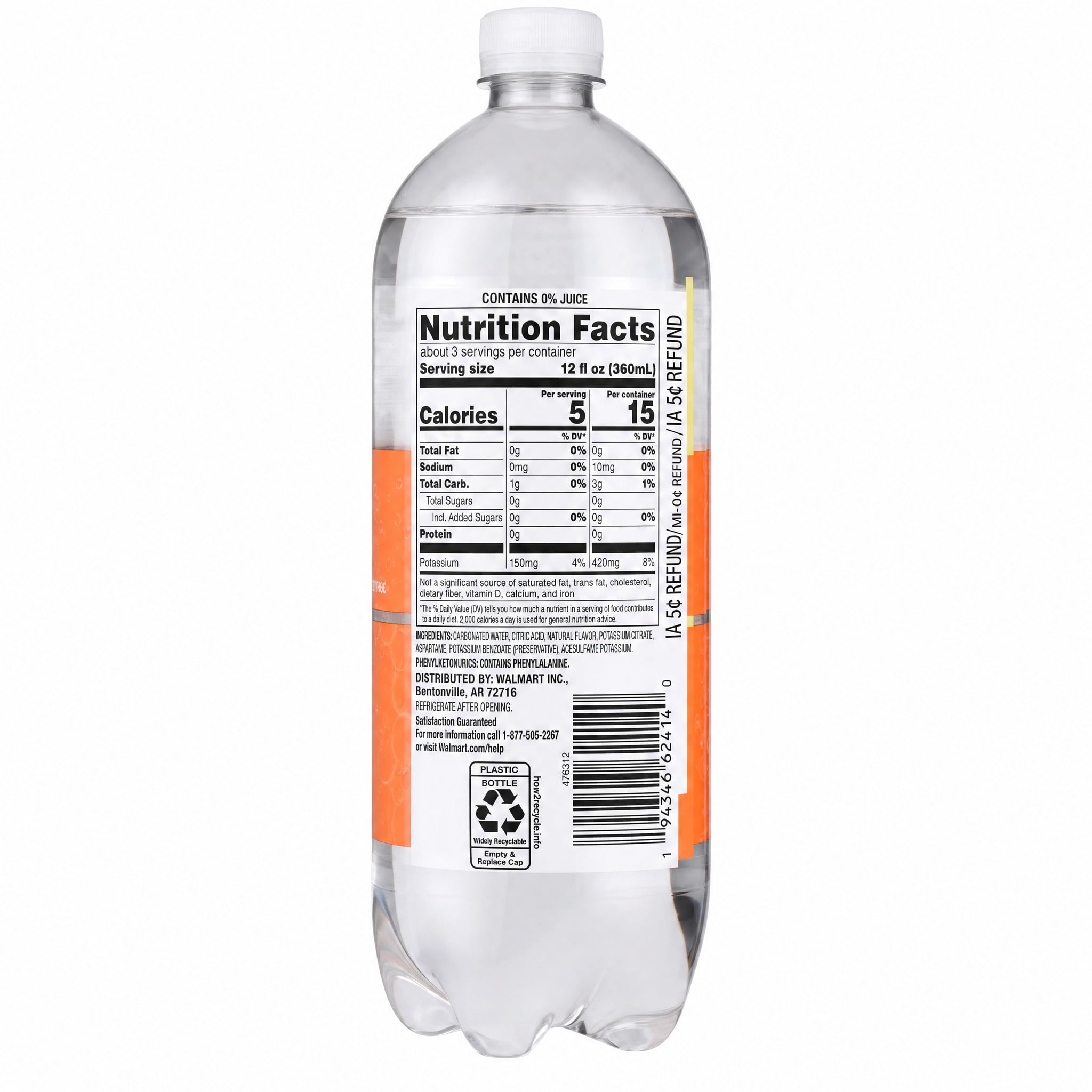 (12 pack) Clear American Peach Flavored Sparkling Water, 33.8 fl oz Bottle