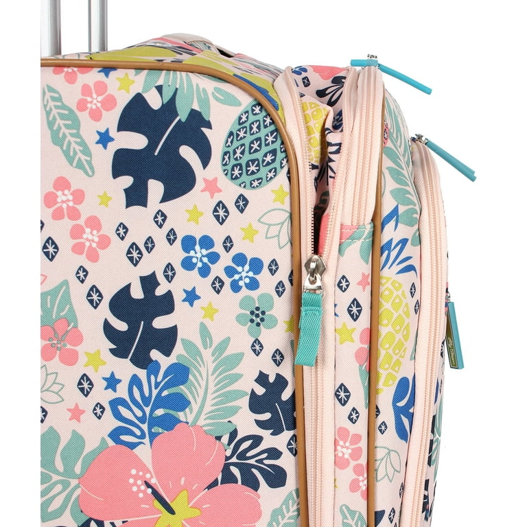 Lily Bloom 24 Designer Carry Travel Luggage Expandable Trop Pineapple Pattern Suitcase with Spinner Wheels Walmart