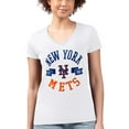 thumbnail image 4 of Women's G-III 4Her by Carl Banks White New York Mets Super-Slim Fit Lightweight City Graphic V-Neck T-Shirt, 4 of 5