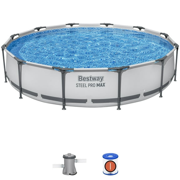 Bestway 12' x 30" Steel Pro Round Frame Above Ground Pool Set with Filter Pump
