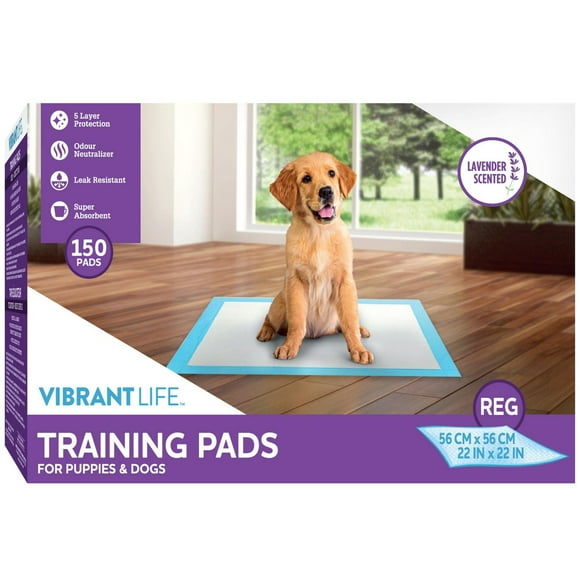 Vibrant Life Dog Pee Pads and Puppy Training Pads Lavender Scented - 'L (56*56cm)', Multiple Pack Sizes Available
