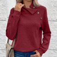 thumbnail image 4 of AXXD Basic Plus Size Shirts for Women Summer 2024 Turtle Necks Trendy Pullover Button Tops Long Sleeve Comfortable Blouse Sweatshirt, 4 of 9