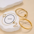 thumbnail image 5 of 3-Piece Gold Bracelet Set for Women, Stackable Four-Leaf Clover Lucky Bracelets, Stainless Steel with Zirconia, Hypoallergenic Gift for women, 5 of 5