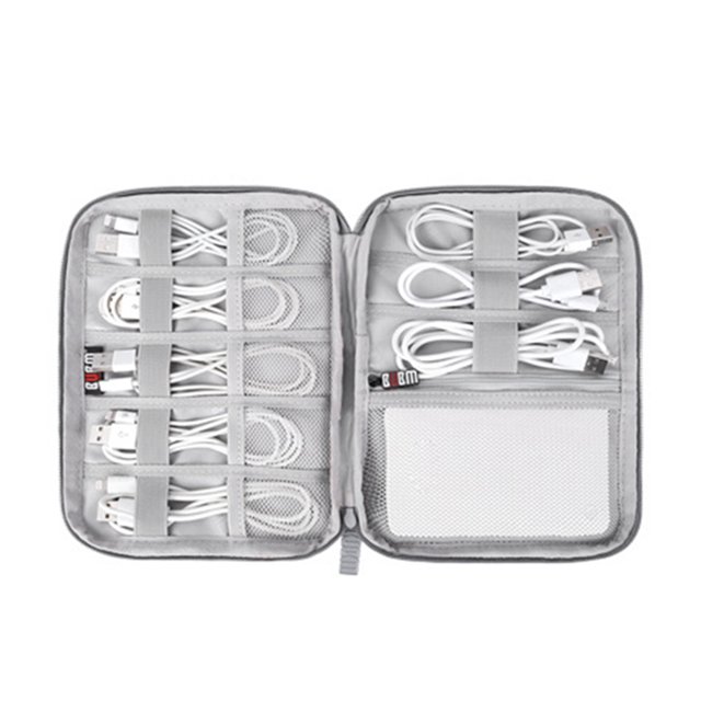 bubm Cable de teléfono Cargador Banco de baterías Banco de energía Bolsa de almacenamiento Oranizer Bolso de viaje Gris / Negro Inevent DZ5267-04B