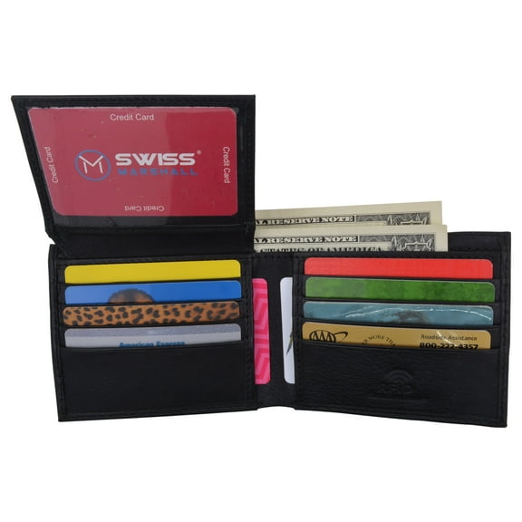 Men's RFID Blocking Premium Leather Classic Bifold 2 ID Card Holder Wallet with Gift Box