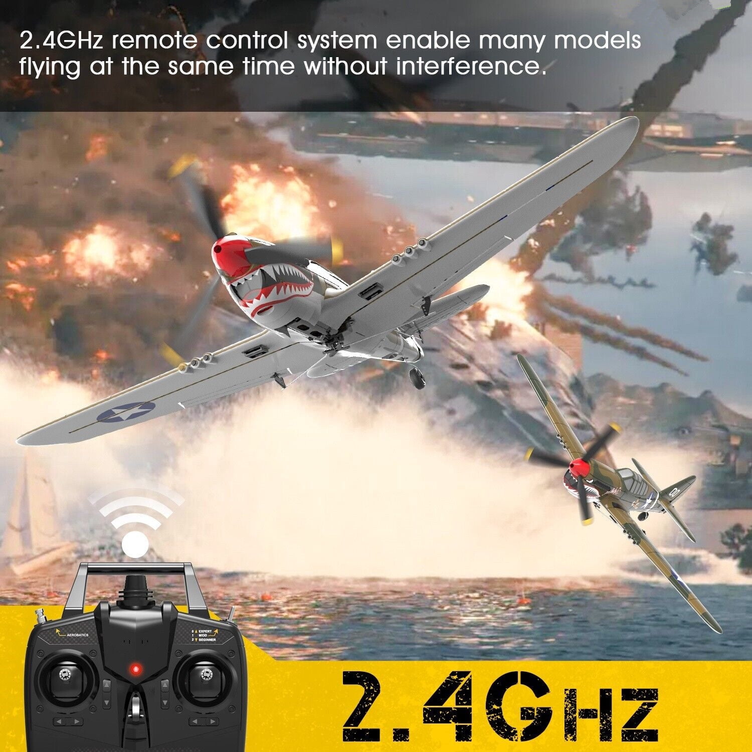 Volantex P40 RC Plane 4CH 2.4G Fighter 6Axis Gyro Aerobatic Aircraft Model Toys Gift