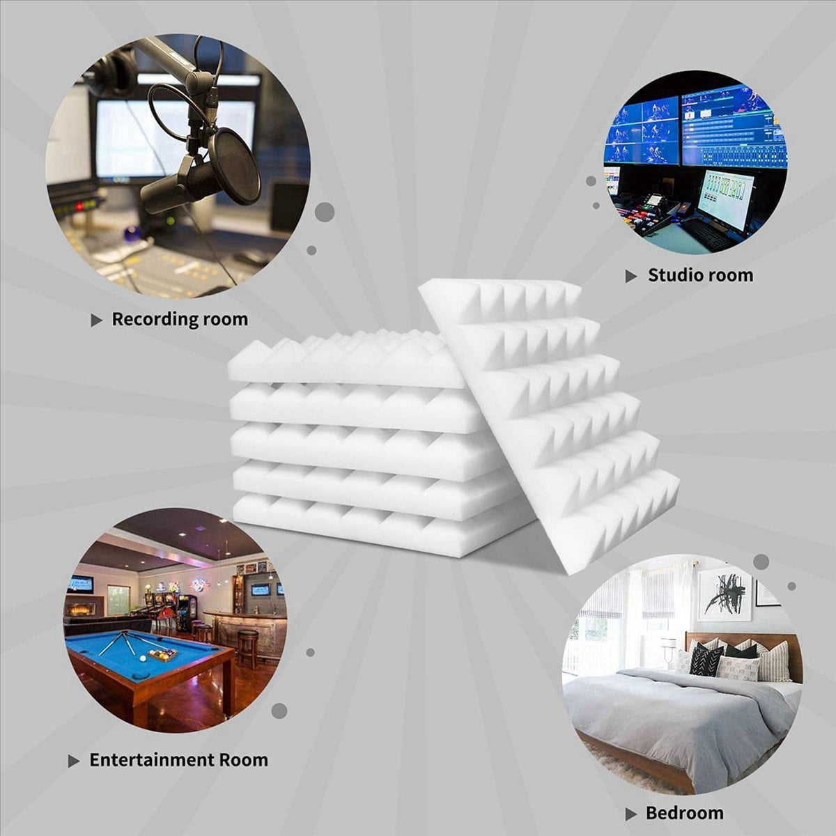 60X Acoustic Panels, Foam for Recording Studio/Live Room Soundproof Wall Sound Proof Panels
