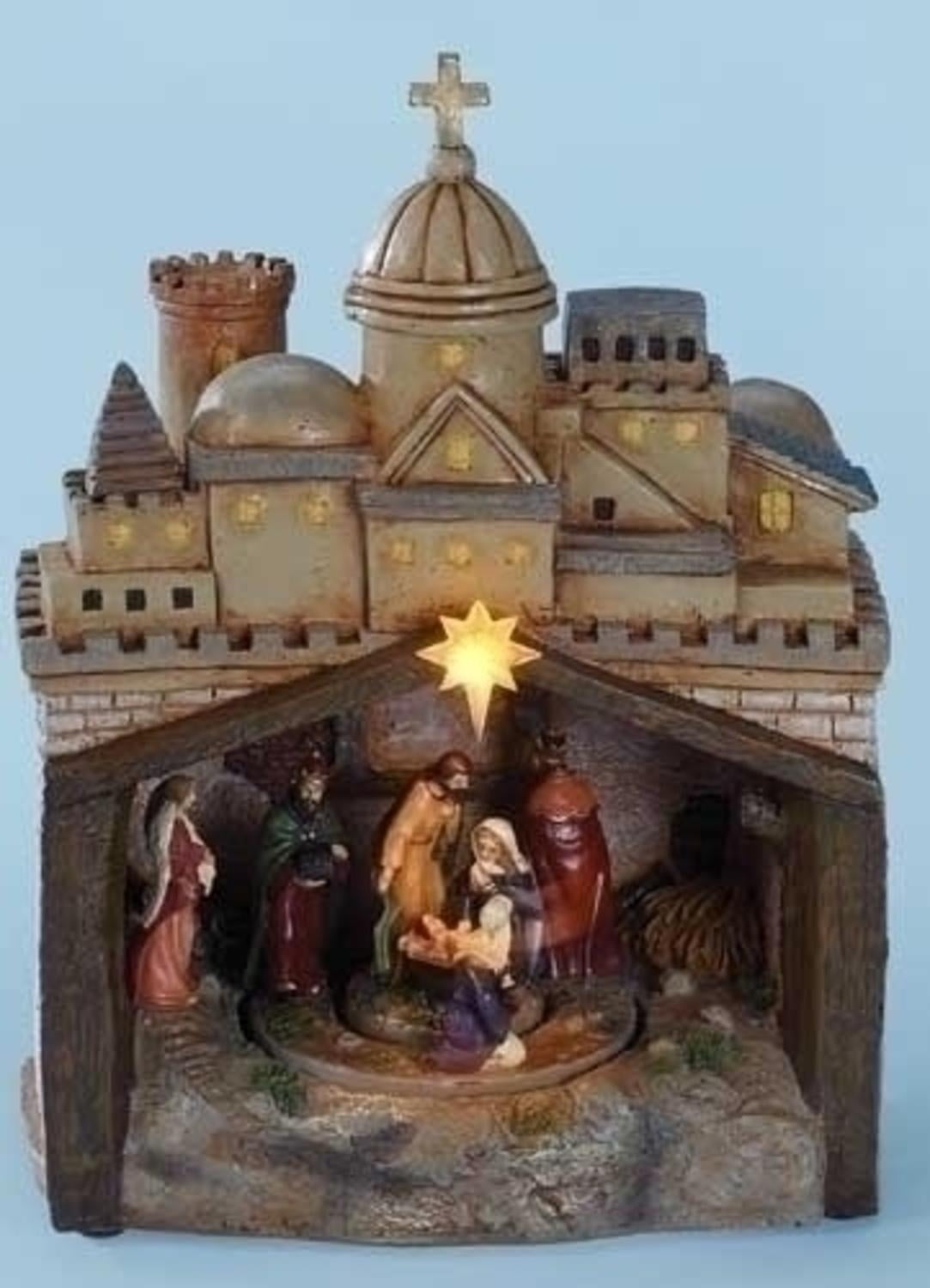 9" Amusements Musical LED Lighted Rotating Christmas Nativity Village