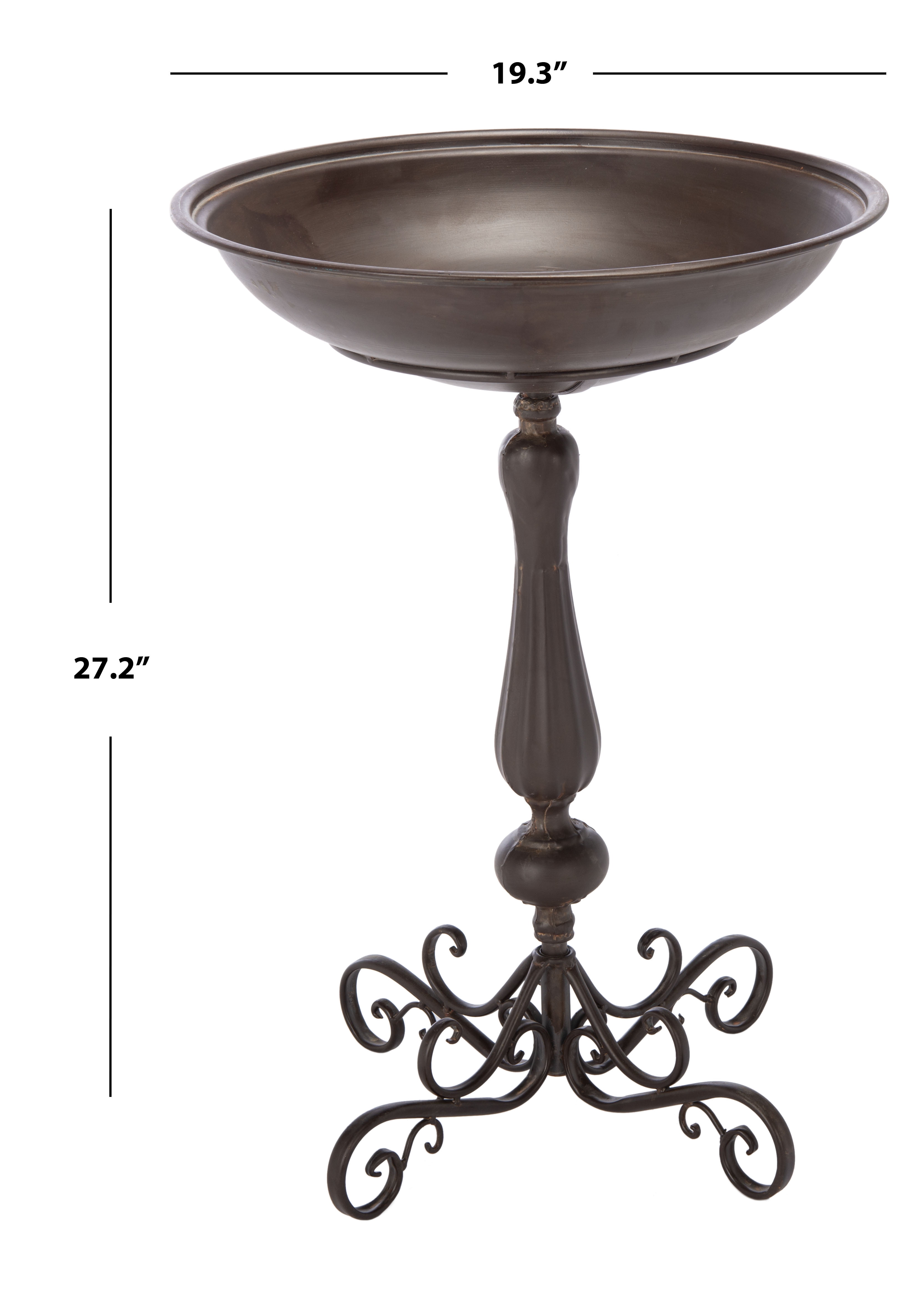 SAFAVIEH Orian Solid Rustic Outdoor Patio Bird Bath, Rustic Brown