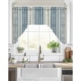 thumbnail image 2 of Blue Bohemia Stripes,Boho Vintage Flower Line Art Kitchen Curtains Swag Valance for Windows/Bathroom/Cafe, Rod Pocket Drape Panel Swag Curtains Valance for Bedroom/Living Room 56"x36", 2 of 6
