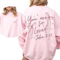 thumbnail image 4 of Coquette Bow You Are So Loved Sweatshirt – John 3:16 Double-Sided Christian Pullover, Easter Jesus Loves Sweater Gift, 4 of 7