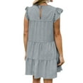thumbnail image 5 of STARVNC Women Solid Color Crew Neck Ruffled Short Sleeve Dress, 5 of 5