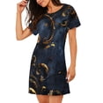 thumbnail image 2 of Kdxio Elegant Gold Scrollwork Pattern Womens Short Sleeve Sleepshirt Scoopneck Cute Nightdress Ruffle Comfy Nightgown, 2 of 6