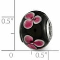 thumbnail image 3 of Sterling Silver Reflections Pink Floral Black Glass Bead (14.4 X 11.4) Made In China -Jewelry By Sweet Pea, 3 of 8