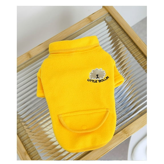 2022 New Bag Cotton Wool Sweater Polar Fleece Fabric Autumn And Winter Warm Dog Clothes Teddy Pet Clothing yellow S