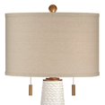 thumbnail image 4 of Possini Euro Design Kingston Modern Mid Century Table Lamps 32 3/4" Tall Set of 2 White Textured Ceramic Taupe Drum Shade for Bedroom Living Room Home, 4 of 9