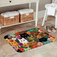 thumbnail image 2 of FJPT Non Slip Flannel Polyester Floor Mat With Colorful Cats And Flowers Design For Bathroom Kitchen Bedroom Decor 16x24 inch, 2 of 5