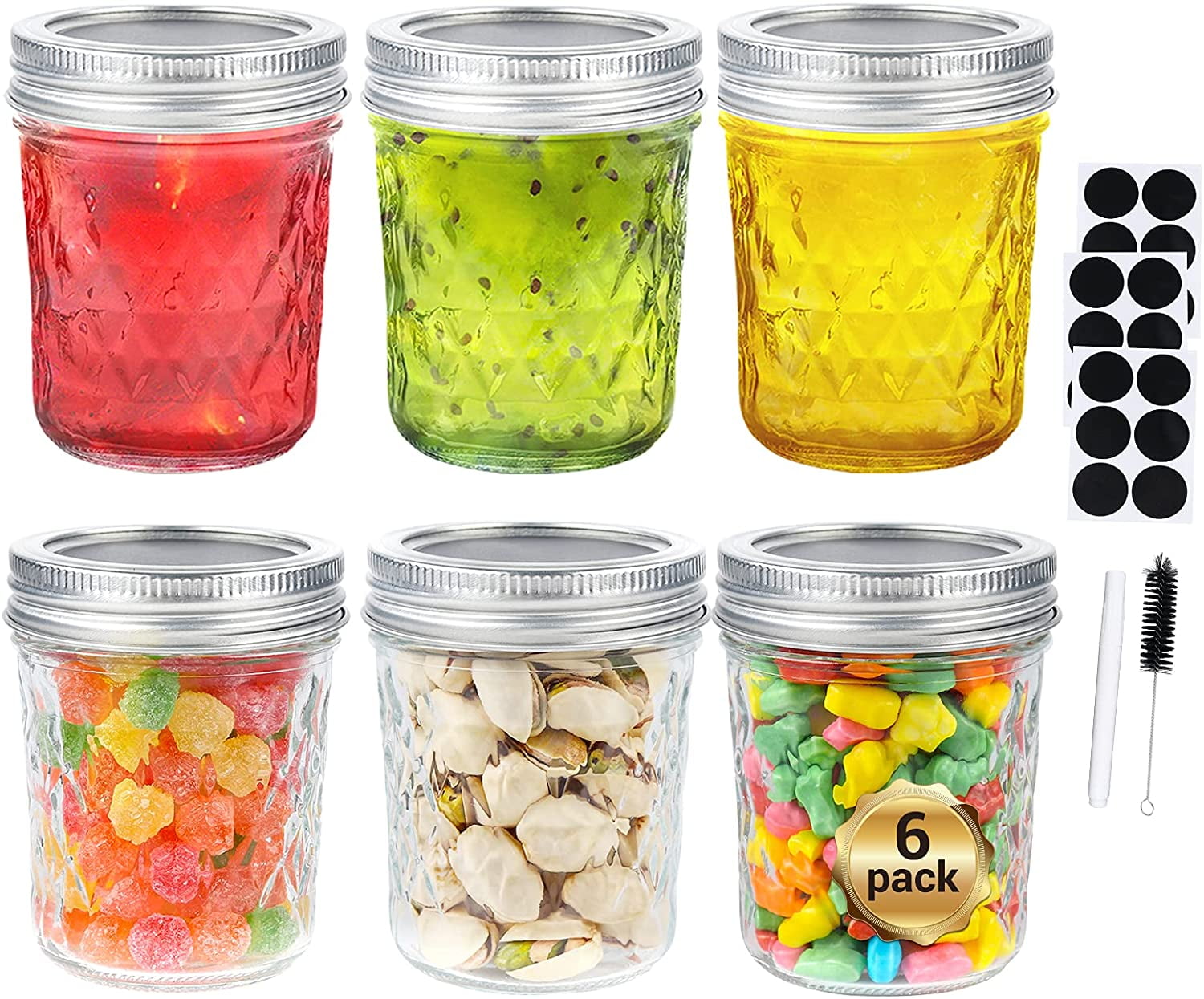 Small Mason Jars 6 OZ, Mini Mason Jars with Lids and Bands, Wide Mouth