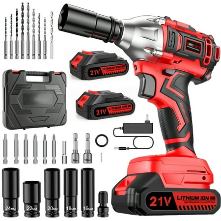 Cordless Impact Wrench  Power 1/2 inch Brushless Impact Gun  Max Torque 350 Ft-lbs?450N.m? Impact Wrench with 20V Brushless Motor  with 2 x 2.0Ah Li-ion Battery & 7 Sockets 9 Drill 6 Screws