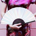 thumbnail image 4 of 2 Pcs Ventilateur à Main Rave Grand Ventilateur Pliant en Bambou pour Fêtes Festivals, 4 of 7