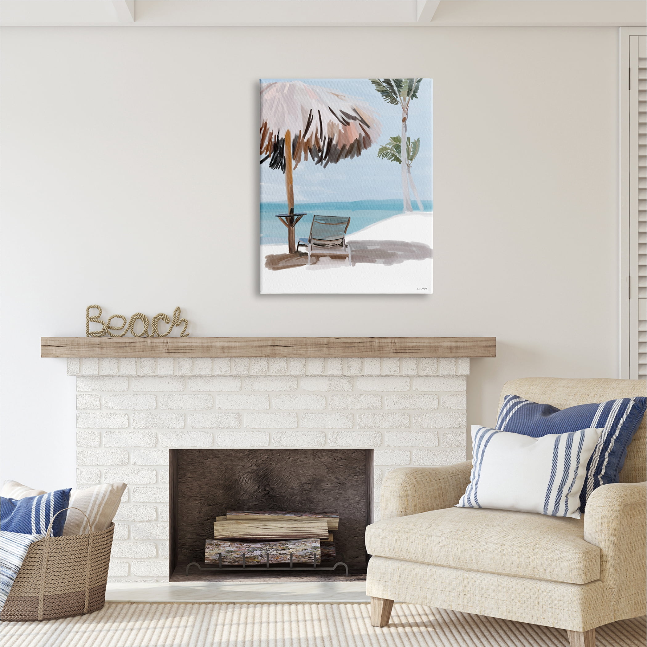 Stupell Industries Tropical Beach Hut Scenery Nature Painting Gallery Wrapped Canvas Print Wall Art, 30 x 40