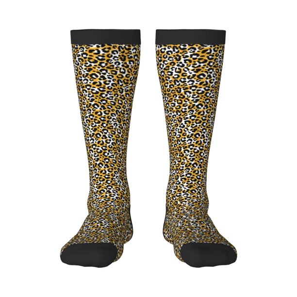 Fotbe Leopard Calcetas Divertidas Estampadas para Hombre y Mujer, Calcetas de Algodón hasta la Rodilla para Caminar, Correr, Enfermería y Embarazo