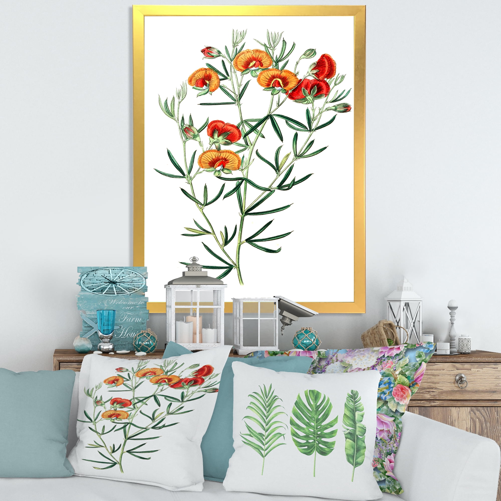 Designart 'Ancient American Flora VIII' Traditional Framed Art Print