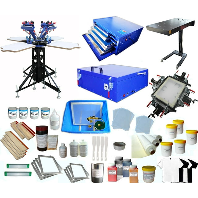 INTBUYING Full Set Silk Screen Printing Machines Kit Press Printer Flash Dryer with Exposure