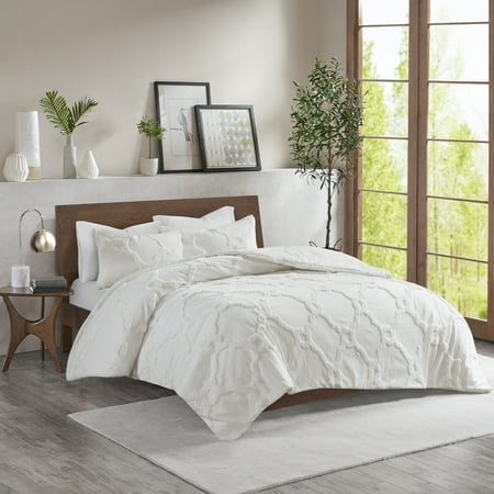 Home Essence Leena 3PC Tufted Cotton Chenille Geometric Comforter Set