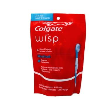 Colgate Max Fresh Wisp Disposable Mini Travel Toothbrushes, Peppermint - 24 Count