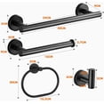 thumbnail image 2 of 4 Piezas Juego de Accesorios de baño,304 Acero Inoxidable Juego de Accesorios de Baño,Toallero+Portarrollos para Papel+Toallero en Forma de Anillo + Gancho Adhesivo,para Baño,Cocina(Negro), 2 of 4