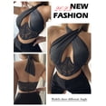 thumbnail image 7 of QAFOPEH Women Lace Up Halter Neck See Through Mesh Open Back Corset, 7 of 7
