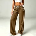 thumbnail image 5 of Bxsruta Women Track Pants Drawstring Elastic Waist Wide Leg Lounge Running Training Trousers, 5 of 8
