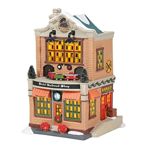 Department 56 Christmas in The City Village Model Railroad Shop Lit Building, 7.87 Inch, Multicolor
