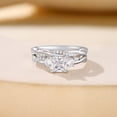 thumbnail image 4 of SFTING Wedding Rings for Women 925 Sterling Silver Three Stone Princess Cut Wedding Rings Set 5A CZ Promise Engagement Rings for Her Size 7, 4 of 8