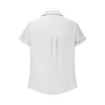 thumbnail image 5 of Summer T-Shirts For Womens Turndown Collar Blouse Tops Front Button Tee Short Sleeve Tops Plain Basic Tunic Blouses Baggy Boho Dressy Work Shirts Trends Lightweight Blouses 2025, 5 of 5