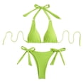 thumbnail image 1 of Women Swimsuits Solid Color Triangle Stylish Adjustable Lace Up Bikinis Green Bathing Suits for Women L, 1 of 6