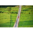 thumbnail image 2 of Su, Keren 32x23 Gold Ornate Wood Framed with Double Matting Museum Art Print Titled - People crossing suspension bridge over Trishuli River-Tupche-Nuwakot District-Province 3-Nepal, 2 of 4
