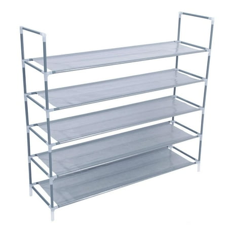 Front Rack Organizer Zimtown 5 Tier Shoe Rack Tower Cabinet Storage Organizer Storage Home Holder Shelf Gray ()