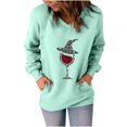 thumbnail image 1 of Sudadera clásica de manga larga con cuello en V y estampado de Halloween para mujer Pompotops FGAJ15787, 1 of 1