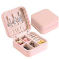 thumbnail image 1 of Caja de joyería de almacenamiento de PU simple de una sola capa Caja de almacenamiento de joyería portátil creativa Earnail Pendiente Anillo Caja de joyería pequeña 10 * 10 * 5 cm (sin incluir joyas), 1 of 4