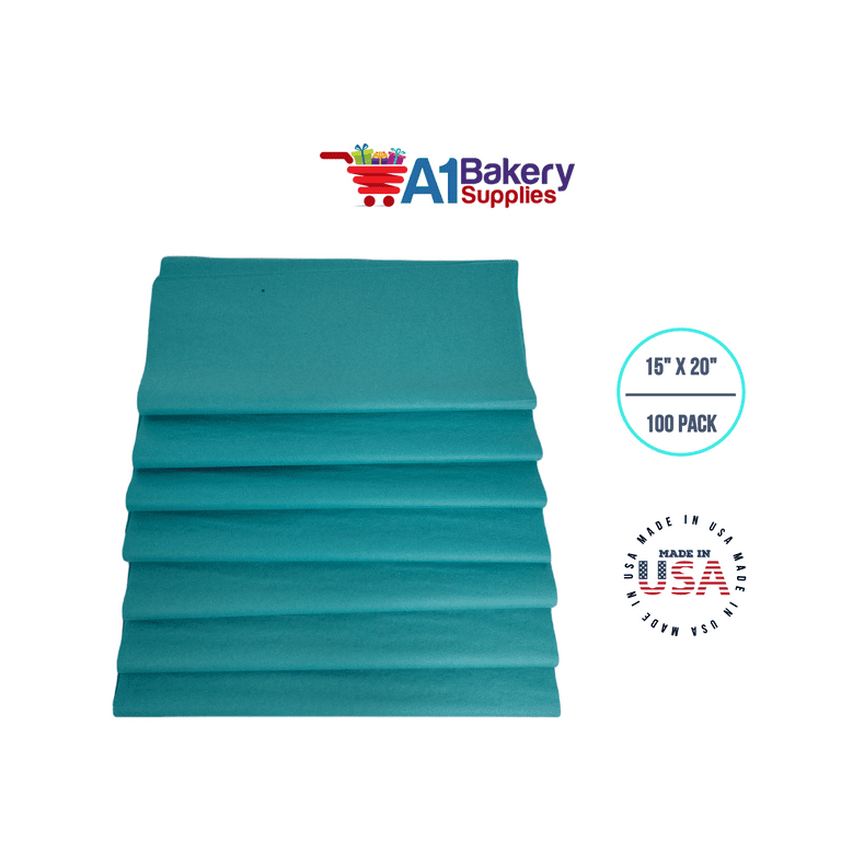Teal Tissue Paper Squares Bulk 100 Sheets, A1 Bakery Supplies