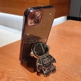 thumbnail image 5 of Compatible for iPhone 14 Plus 6.7 Inch Bling Plating Astronaut Hidden Stand Case, Cute 6D Stand Glitter Phone Case for Women Girls Soft TPU Shockproof Back Cover - Black, 5 of 12