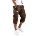 thumbnail image 2 of CQONEPT Mens Capri Cargo Pants Elastic Waist Drawstring Pant Stretch Straight Fit Trousers with Multi Pockets Brown L, 2 of 5