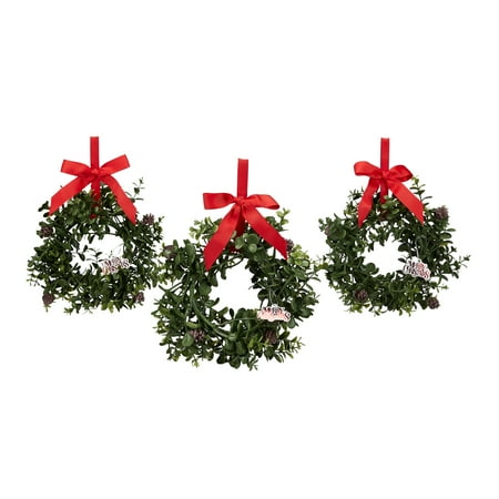 Holiday Time Pine Cone And Boxwood Wreath Christmas Decorations 6
