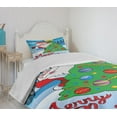 thumbnail image 4 of Ambesonne Santa Quilted Bedspread Set 2 Pcs, Tree Snowy Forest, Twin Size, Multicolor, 4 of 6